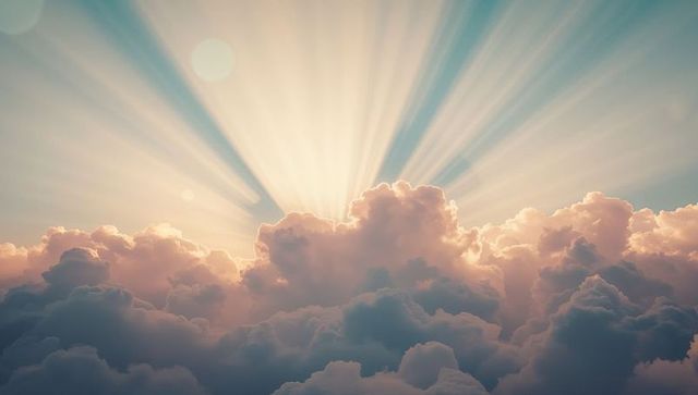 Sunrise Sky with Radiant Sun Rays Through Majestic Clouds