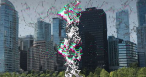 Digital Network Concept with Abstract Light Trails on City Skyline - Download Free Stock Images Pikwizard.com