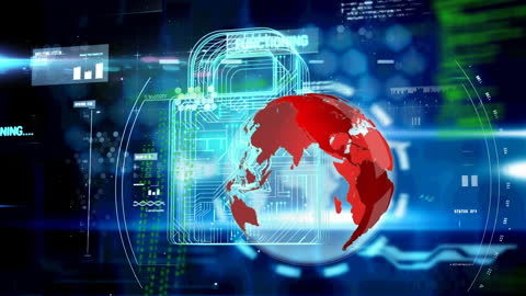 Digital Security Lock and Global Connectivity Concept