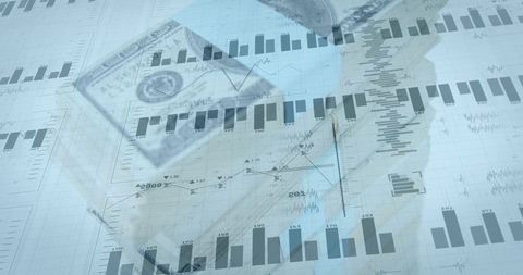 Financial Analysis with Virtual Chart and Currency - Download Free Stock Images Pikwizard.com