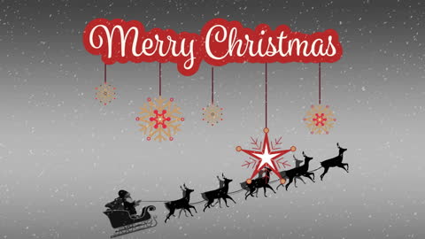 Festive Christmas Animation with Santa, Sleigh and Snowflakes