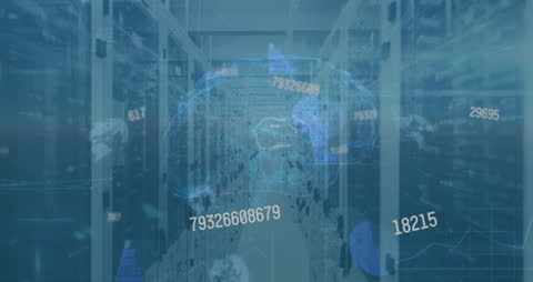 Futuristic Digital Data Processing Concept in Modern Server Room