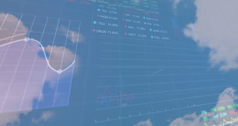 Stock Market Data with Sky Reflection Conveying Global Connections