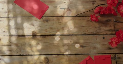 Symbolic Chinese New Year Festivity Decor on Wooden Table - Download Free Stock Images Pikwizard.com