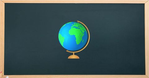 Spinning Globe Icon on Chalkboard Represents Education Concept - Download Free Stock Images Pikwizard.com