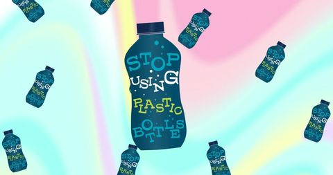 colorful design promoting plastic waste reduction with bottles - Download Free Stock Images Pikwizard.com