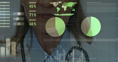 Senior Female Doctor Analyzing Digital Medical Analytics Dashboard