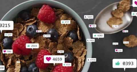 Digital engagement with healthy breakfast cereal and berries