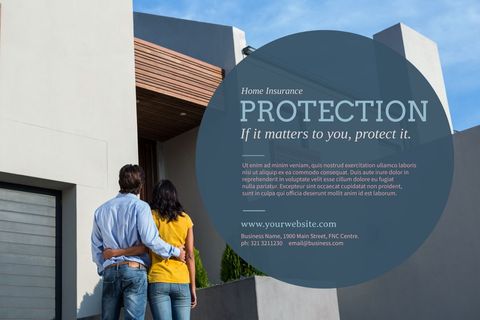 Family Embracing Home with Emphasis on Insurance Protection - Download Free Stock Templates Pikwizard.com