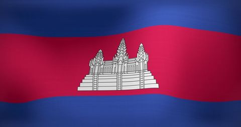 Waving Cambodian Flag with Elegant Movement