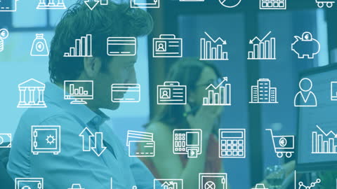 Digital Interface with Overlay of Online Business Icons