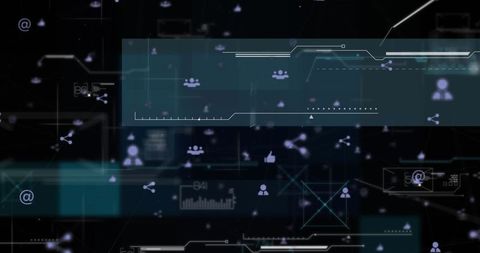 Futuristic digital interface with user icons and data points