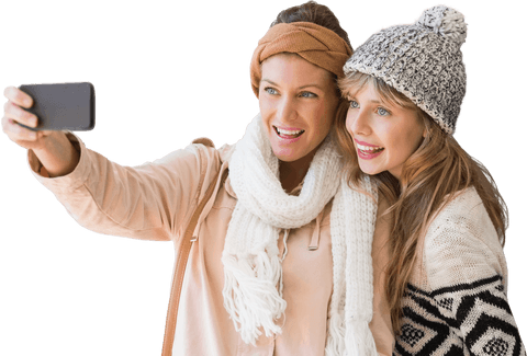Smiling Women Taking Selfie Transparent Background