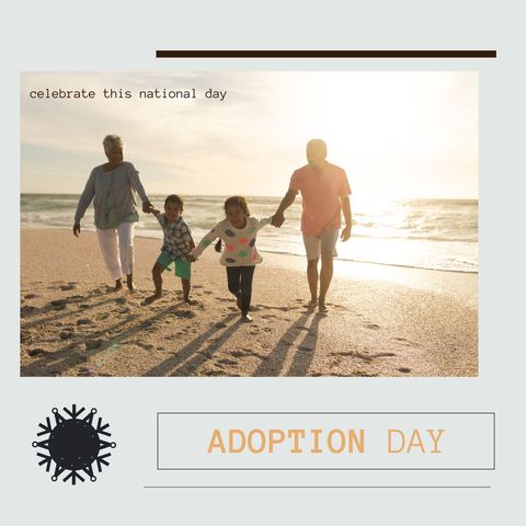 Happy Family Celebrating Adoption Day on Sunset Beach - Download Free Stock Templates Pikwizard.com