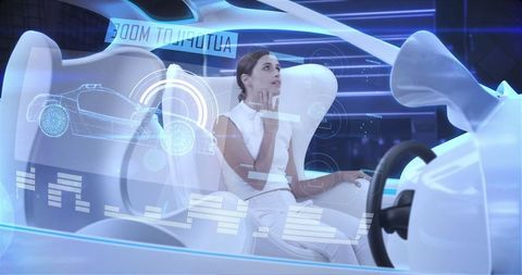 Futuristic Autonomous Driving in Modern Cityscape