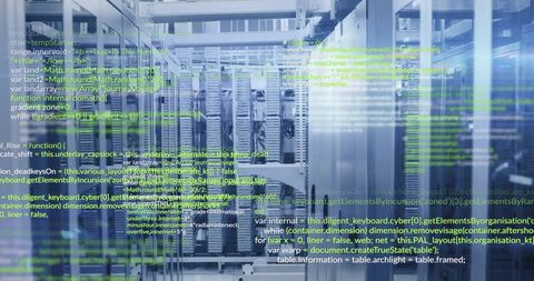 Digital Data Overlay on Server Room Environment - Download Free Stock Images Pikwizard.com
