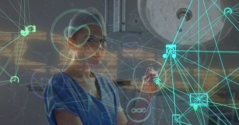 Innovative Technology in Medicine: Doctor Interacting with Digital Interface