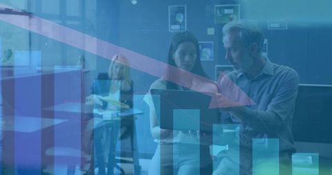 Collaborative Team Analyzing Market Data with Technology Tools