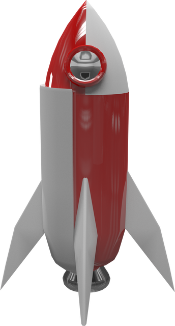 Shiny Transparent Red and White Retro Space Rocket with Porthole - Download Free Stock Videos Pikwizard.com