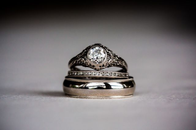 Close-up shot of elegant wedding and engagement rings - Download Free Stock Photos Pikwizard.com