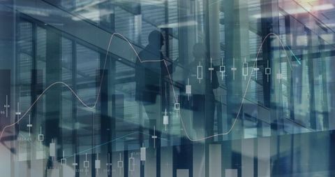 financial data overlaying busy office environment - Download Free Stock Images Pikwizard.com