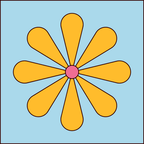 Transparent Geometric Flower with Vibrant Yellow-Orange Petals
