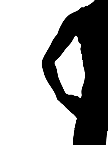 Silhouette figure against transparent backdrop