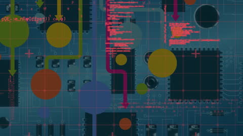 Animated Data Processing on Circuit Board Concept