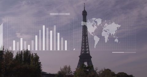 Digital Business Analytics Over Eiffel Tower Backdrop - Download Free Stock Images Pikwizard.com