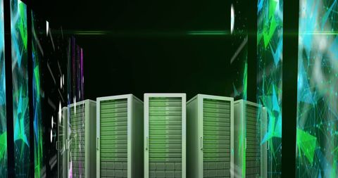 Digital Network Security Midst Futuristic Green Servers - Download Free Stock Images Pikwizard.com