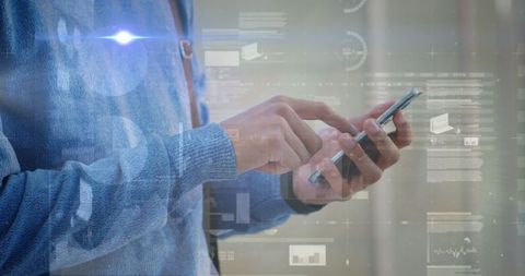 Businessman Utilizing Smartphone for Data Analysis in Modern Technology Environment - Download Free Stock Images Pikwizard.com
