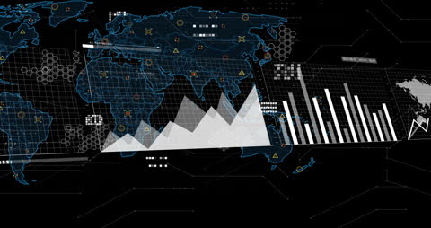 Futuristic Data Visualization with Global Finance Elements