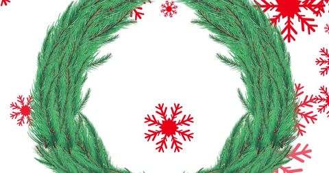 Festive Christmas Wreath with Falling Snowflakes