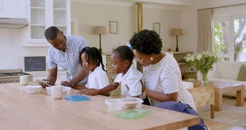 Family Cooking Togetherness Preparing Lunch in Kitchen