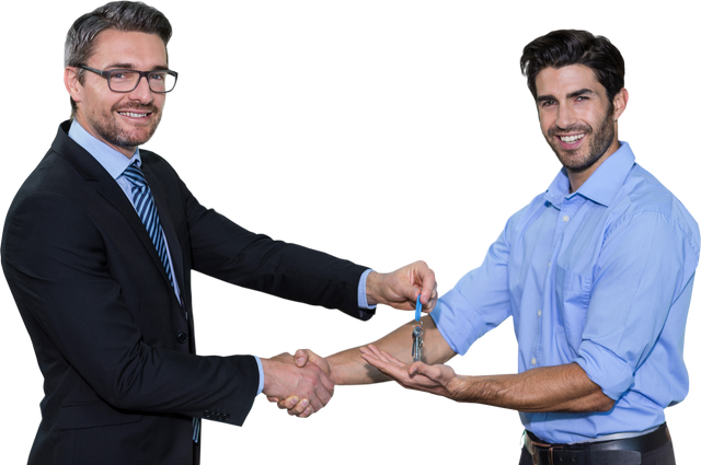 Transparent Businessmen Exchanging Keys and Shaking Hands - Download Free Stock Videos Pikwizard.com