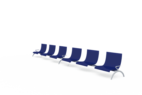 Navy Blue Airport Chairs Illustration on Transparent Background