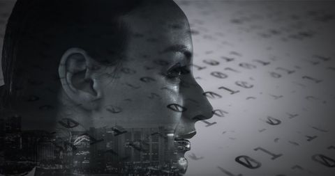 Double Exposure of Woman with Digital Data Overlay - Download Free Stock Images Pikwizard.com