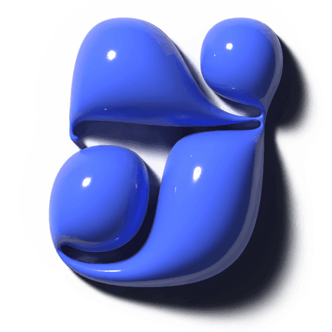 Cobalt blue biomorphic sculpture hovering on transparent background glossy 3d render