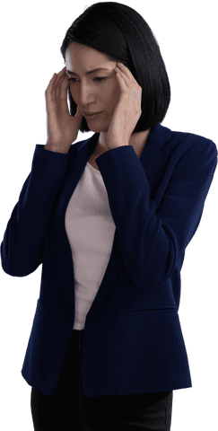 Transparent Businesswoman with Headache Expression