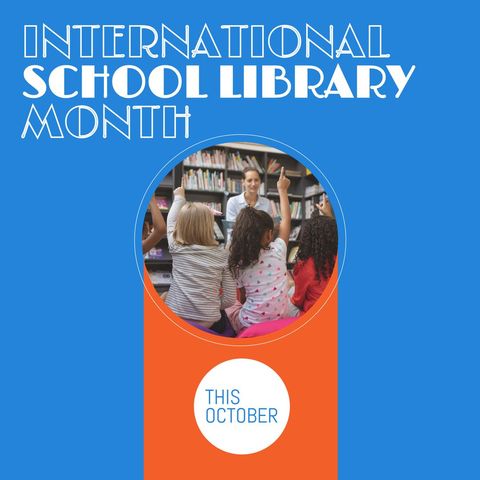 children celebrating international school library month in library - Download Free Stock Templates Pikwizard.com