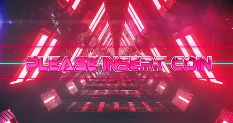 Retro Arcade Game Interface with Insert Coin Prompt