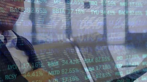 Businessman Analyzing Digital Financial Data at Airport