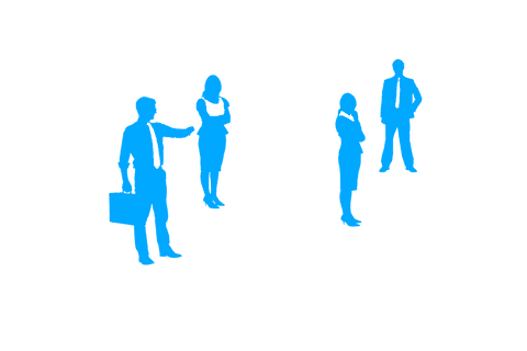 Four Blue Business Figures on Transparent Background PNG