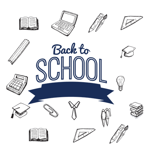 Back to School Digital Illustration on Transparent Background