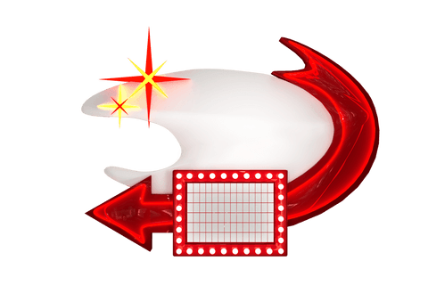 Digital Shapes with Arrow and Cinema Screen on Transparent Background