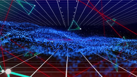 Digital Data Connections and Glowing Network Visualization