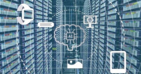 AI Technology Overlaid on Data Center Servers - Download Free Stock Images Pikwizard.com