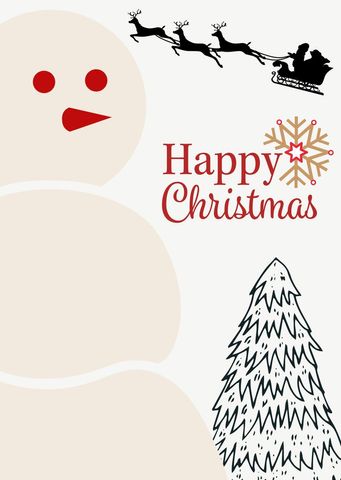 Festive Christmas Holiday Greeting Card Design with Snowman and Santa Sleigh - Download Free Stock Templates Pikwizard.com