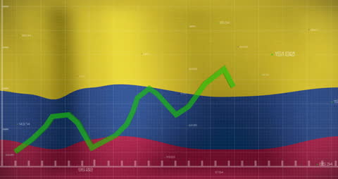 Data Analysis Overlay on Colombian Flag Background