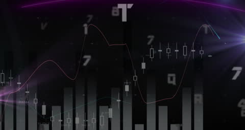 Dynamic Financial Data Animation with Digital Grid Background